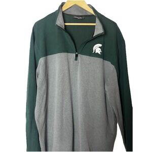 Michigan State Spartans MSU Green 1/4 Zip Fleece Jacket Men's 2XL NCAA